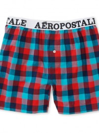 Pánské trenýrky Aero Plaid Woven Boxers - Červená